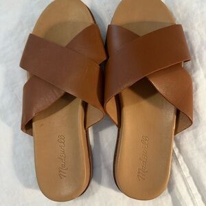 Madewell tan leather slides/sandals, size 7